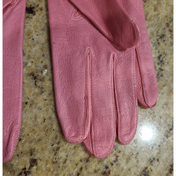 Vintage Womens Size S Pink Leather 8" Short Gloves Cabretta - Picture 8 of 16